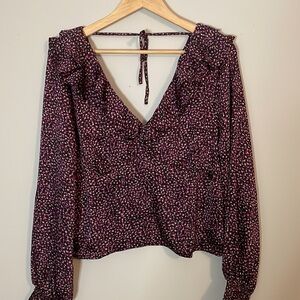 V-Neck Blouse with Smocked Back New with tag